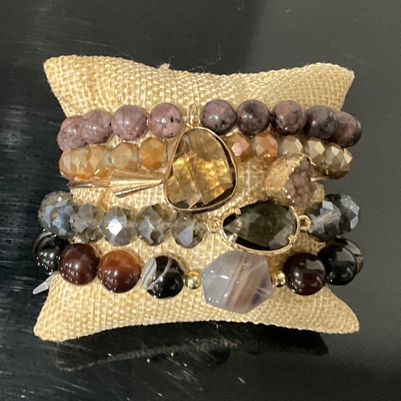 Boho “ Cora ” 5 Strand Bracelet with Natural Stones and Charms R4B - Picture 1 of 3